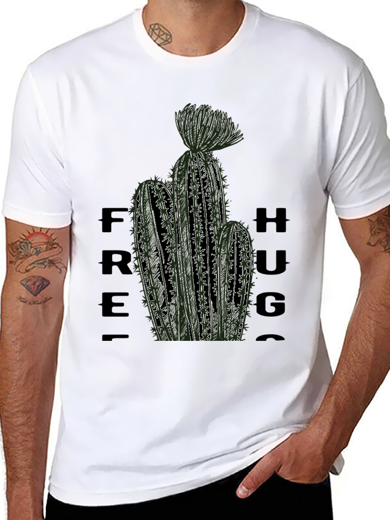 Free Hugs Cactus T-Shirt - Unique Graphic Tee