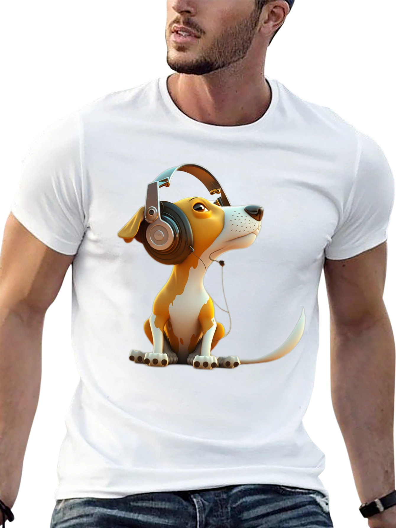 Dog with Headphones Graphic Tee