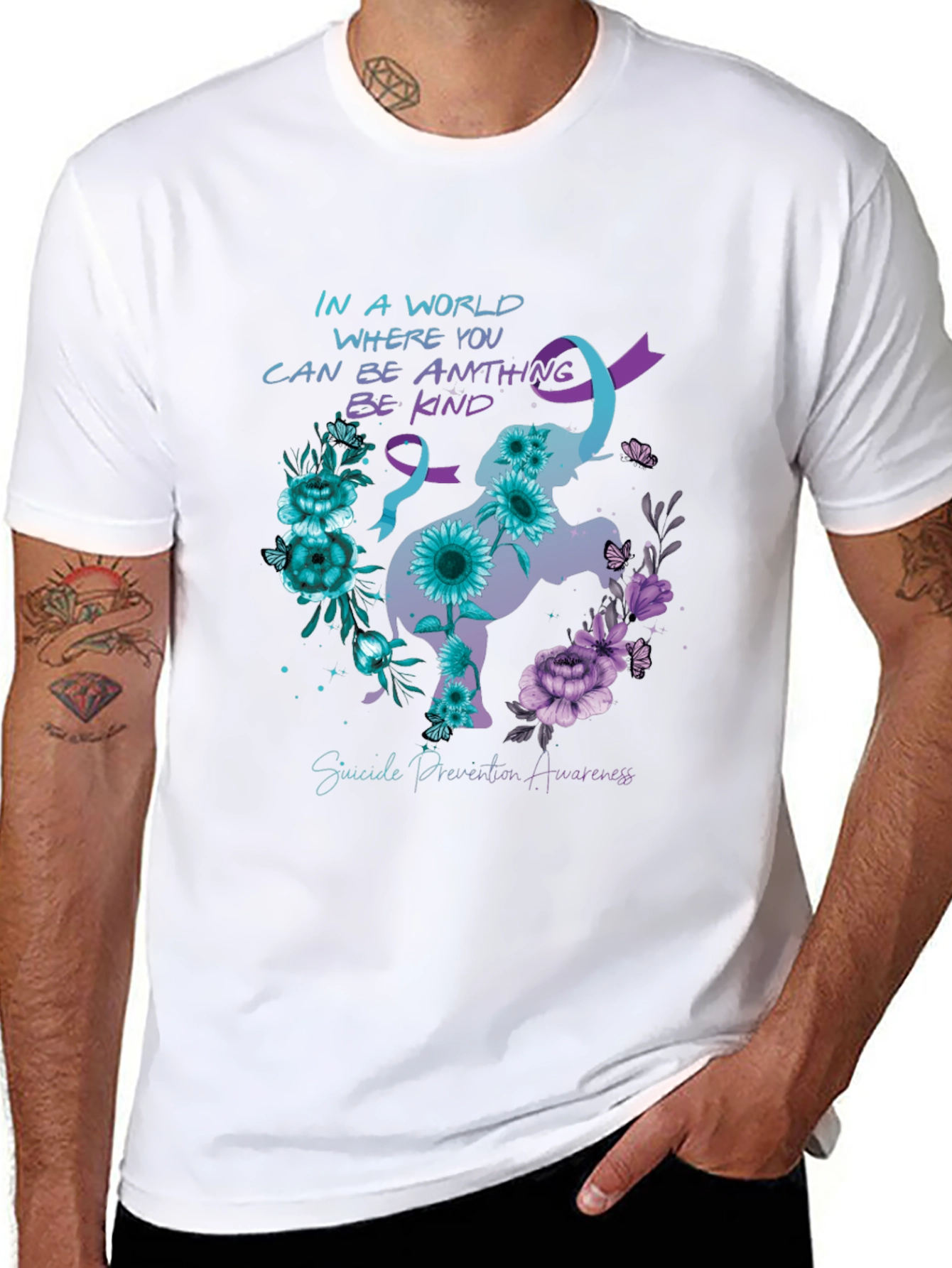 Suicide Prevention Awareness Elephant Graphic Tee
