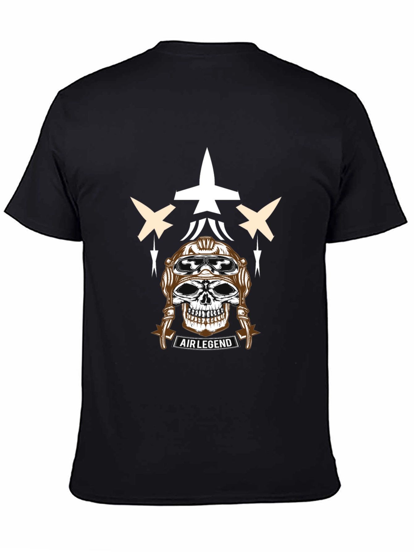 Air Legend Pilot Skull Graphic T-Shirt - Black