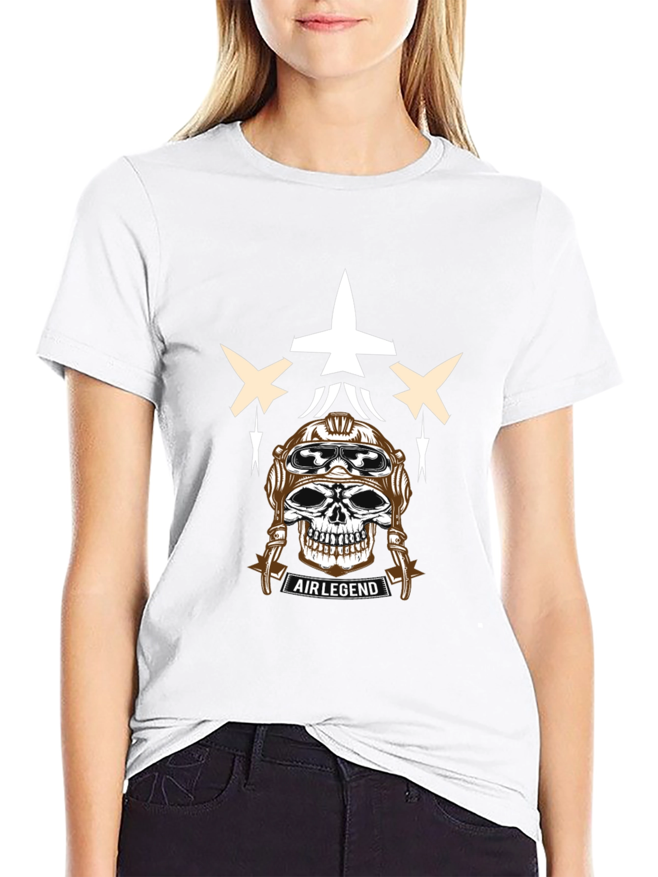 Air Legend Pilot Skull Graphic T-Shirt - Black