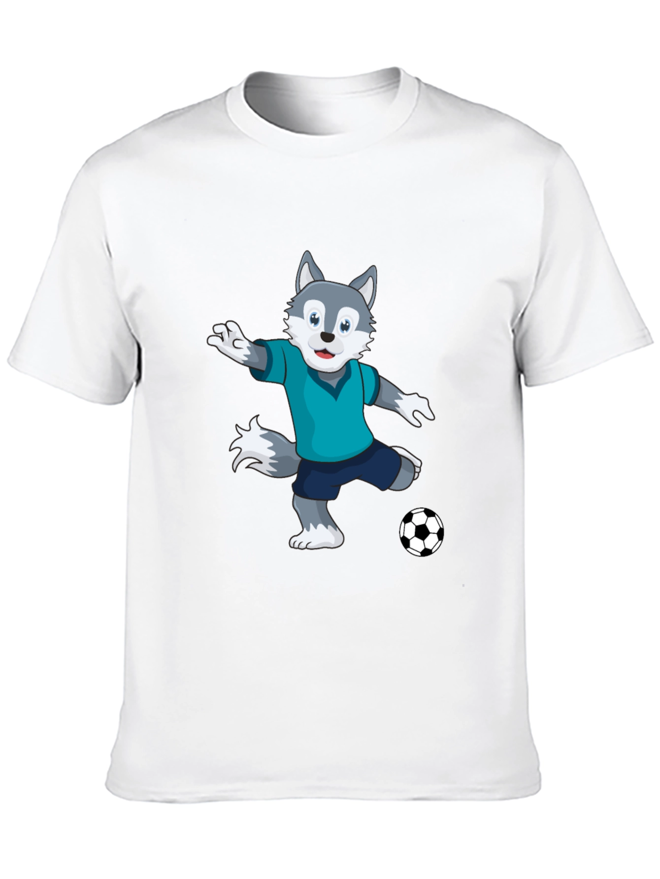 Cool Wolf Soccer Player Black T-Shirt
