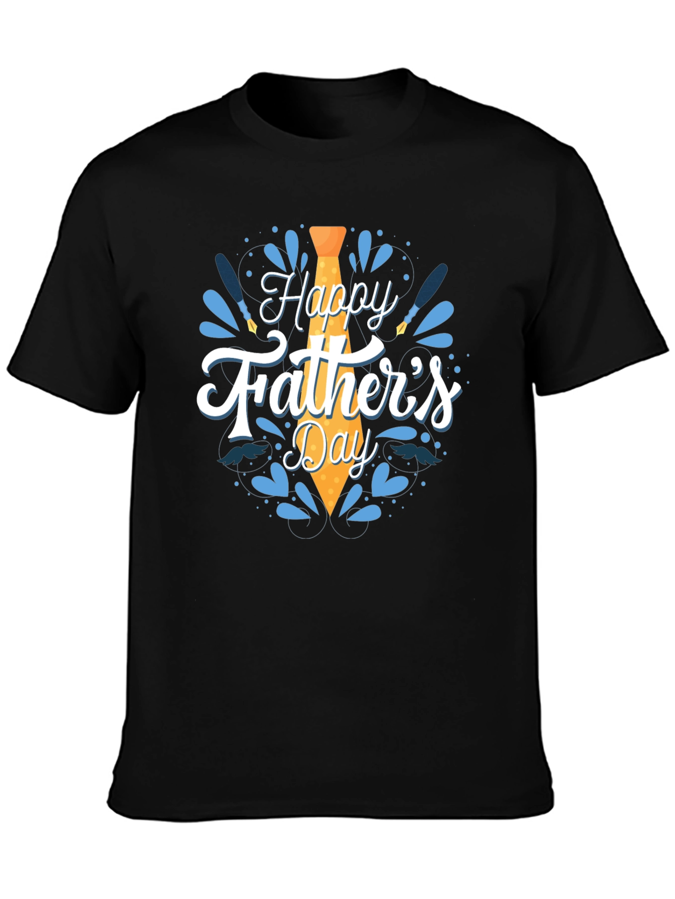 Happy Fathers Day Graphic Tee - Black Cotton T-Shirt
