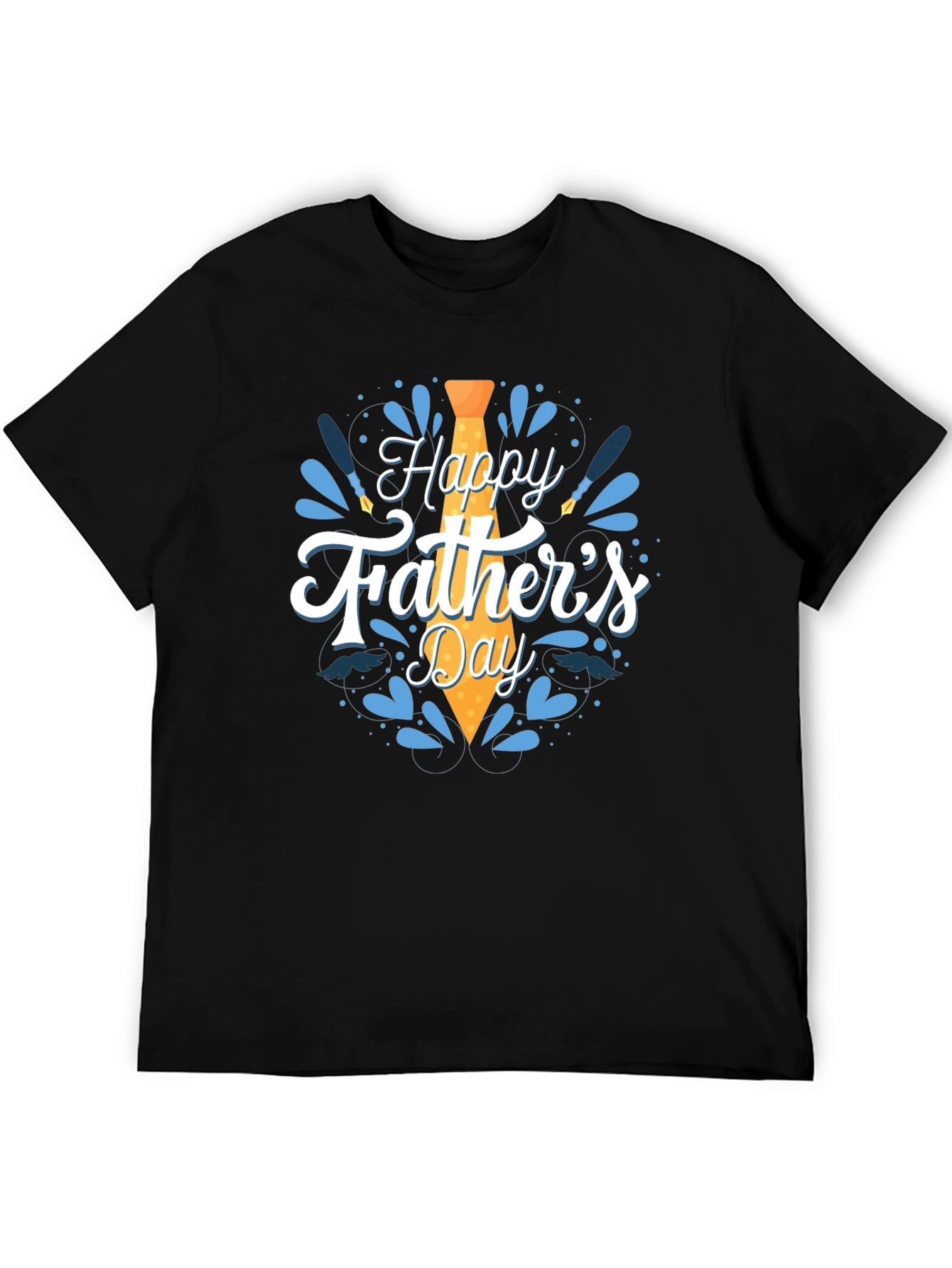 Happy Fathers Day Graphic Tee - Black Cotton T-Shirt