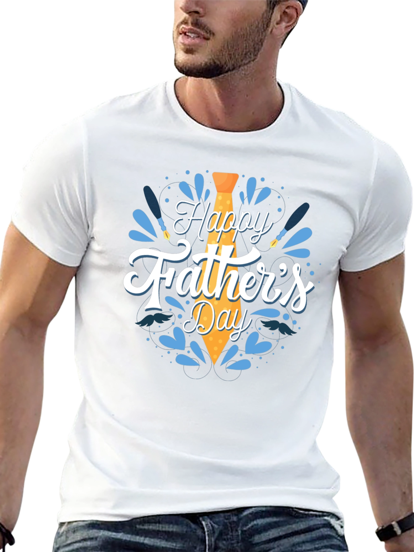 Happy Fathers Day Graphic Tee - Black Cotton T-Shirt
