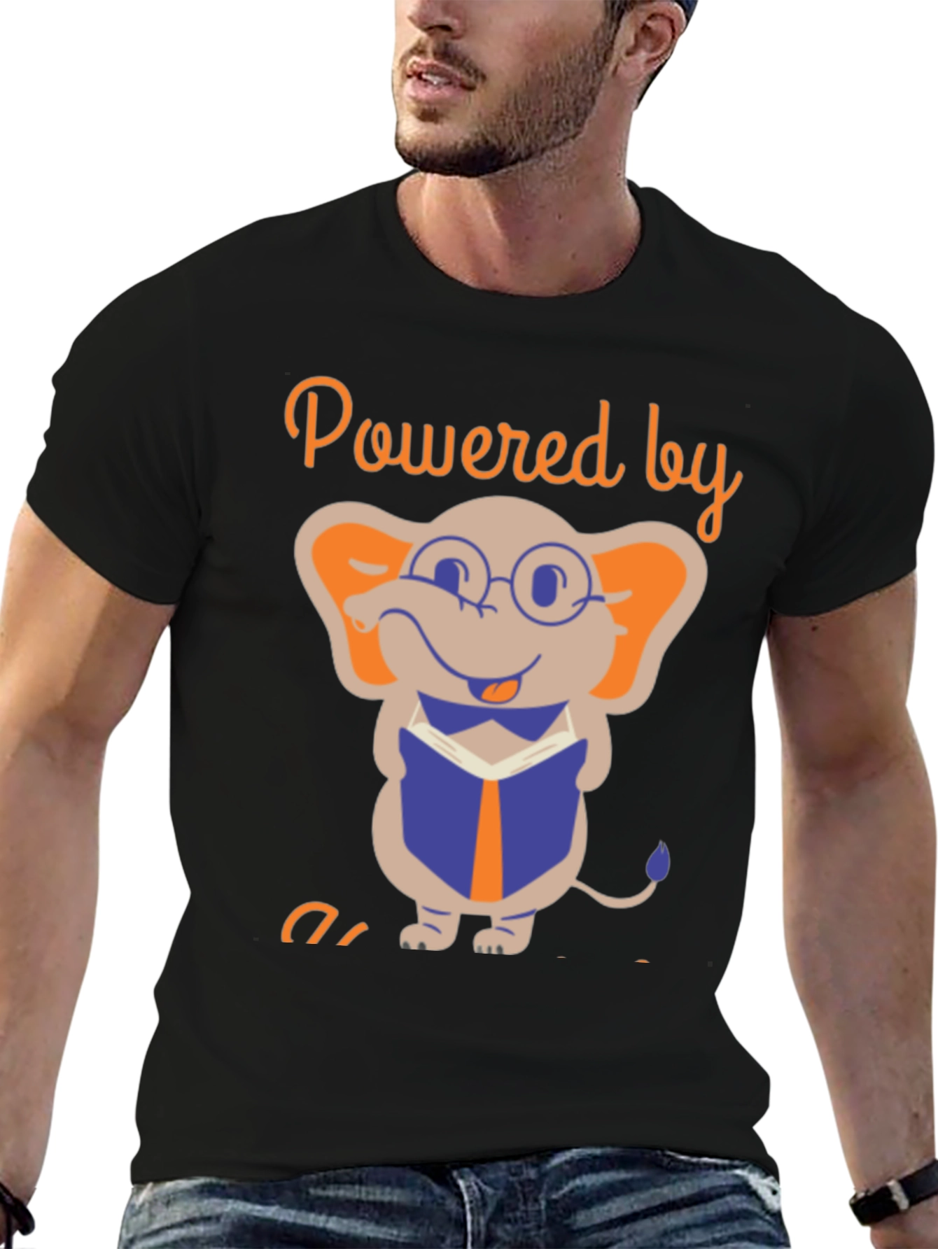 Powered By Books T-Shirt - Elephant Reader Graphic Tee