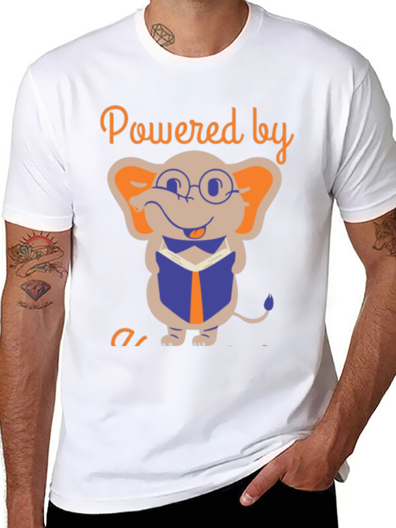 Powered By Books T-Shirt - Elephant Reader Graphic Tee