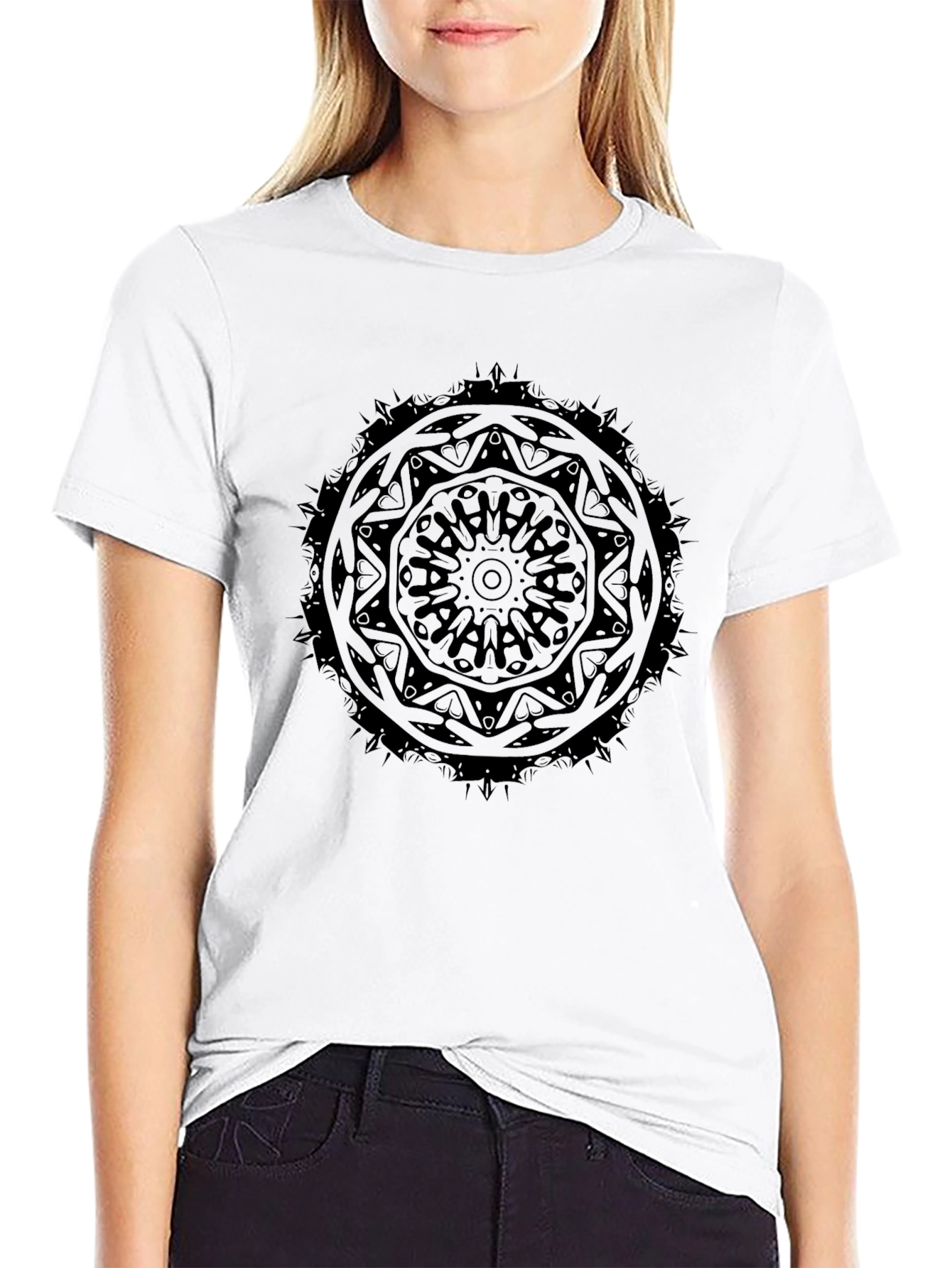 Black Mandala Graphic T-Shirt - Stylish Everyday Wear