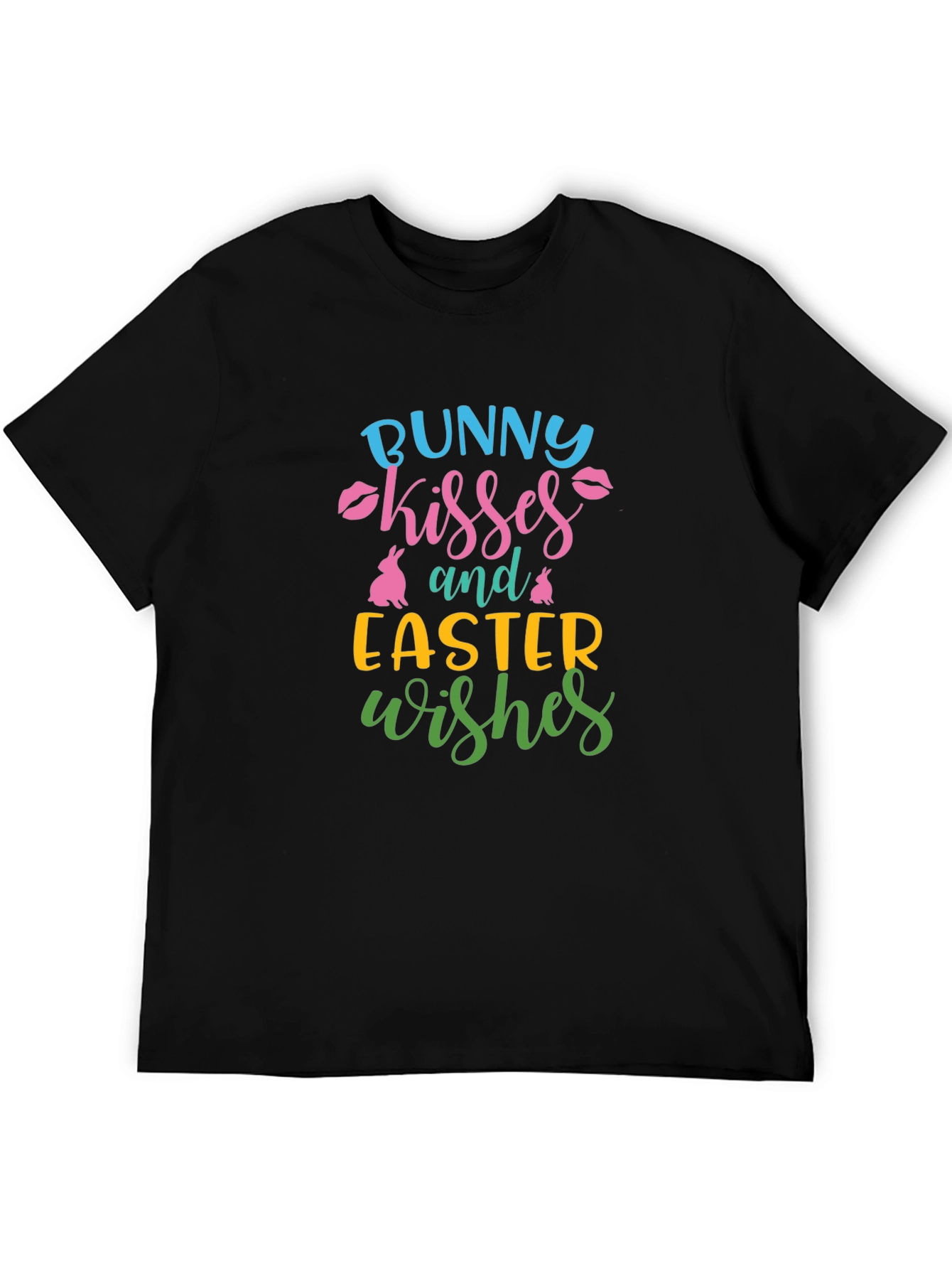 Bunny Kisses Easter Wishes Graphic T-Shirt