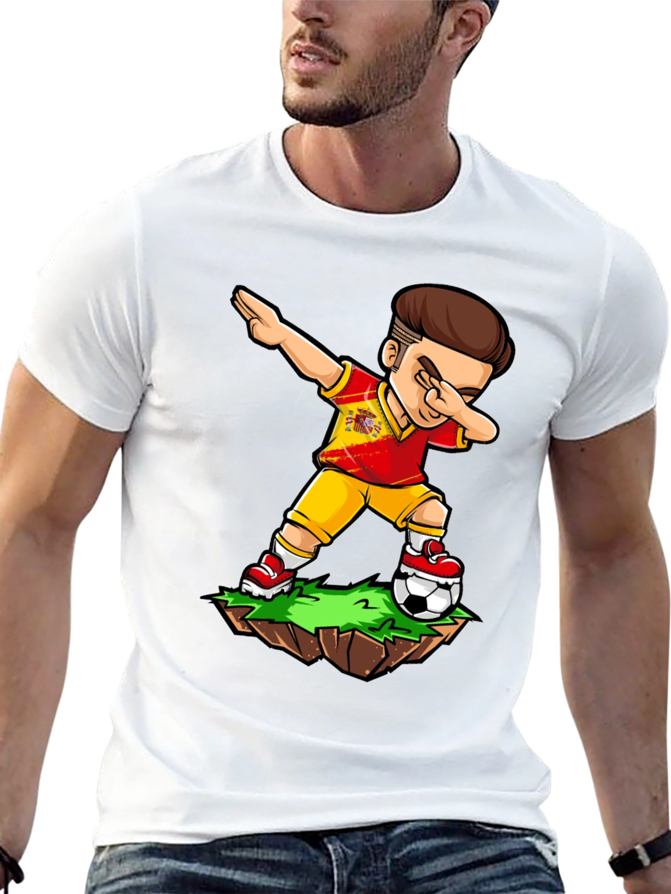 Spain Soccer Dab T-Shirt - Novelty Graphic Tee
