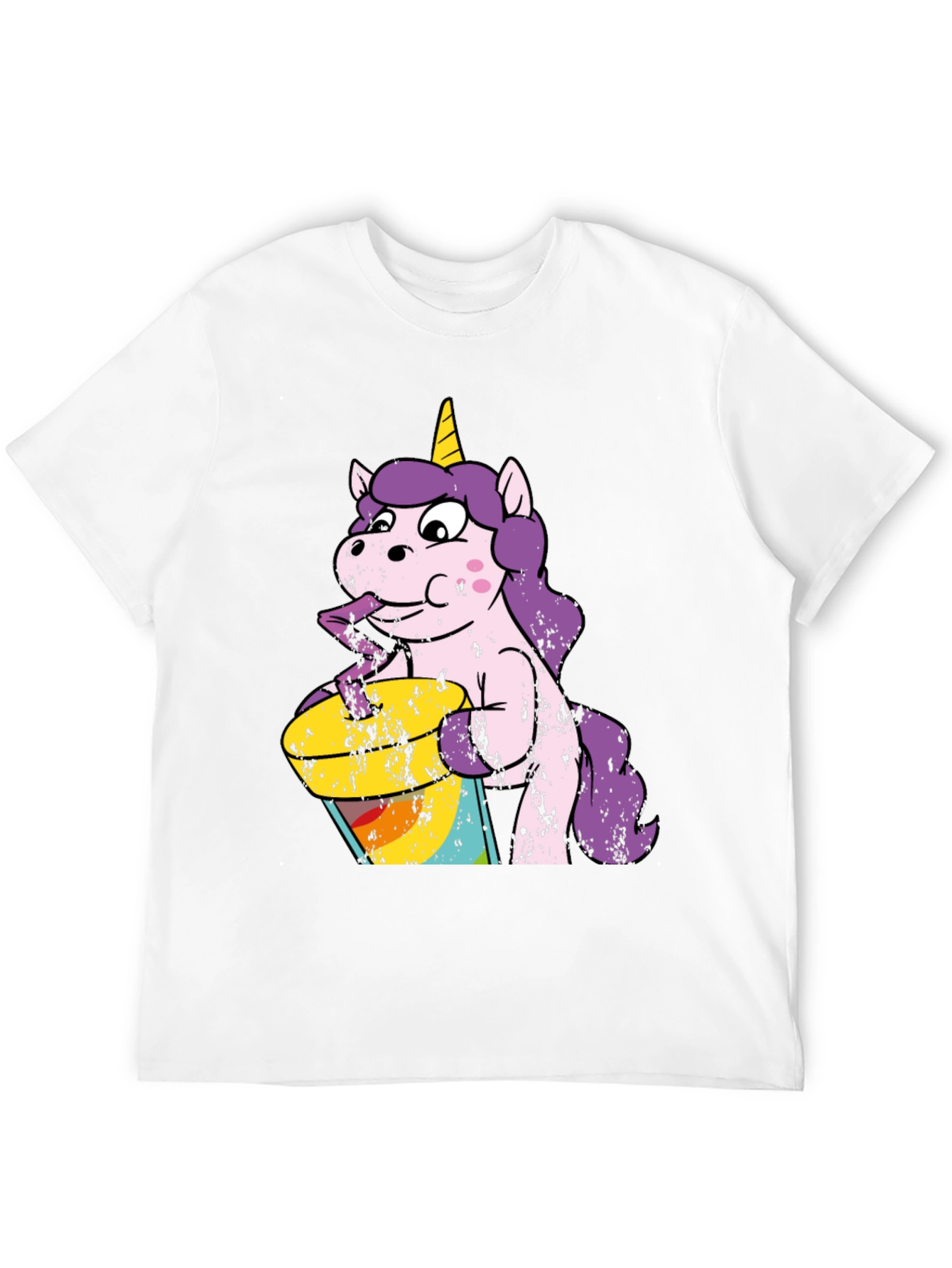 Unicorn Drinking Rainbow Juice Graphic T-Shirt