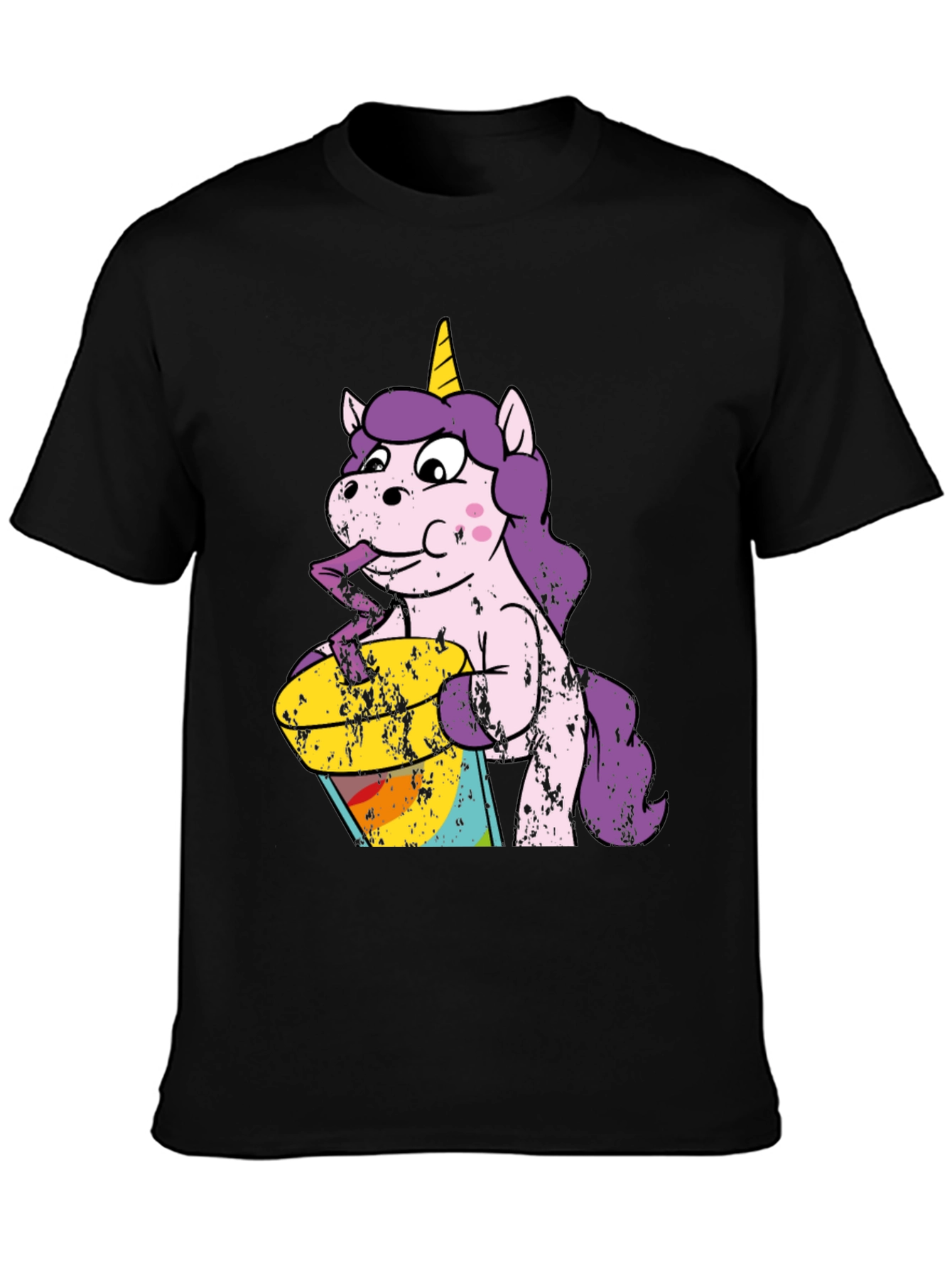 Unicorn Drinking Rainbow Juice Graphic T-Shirt