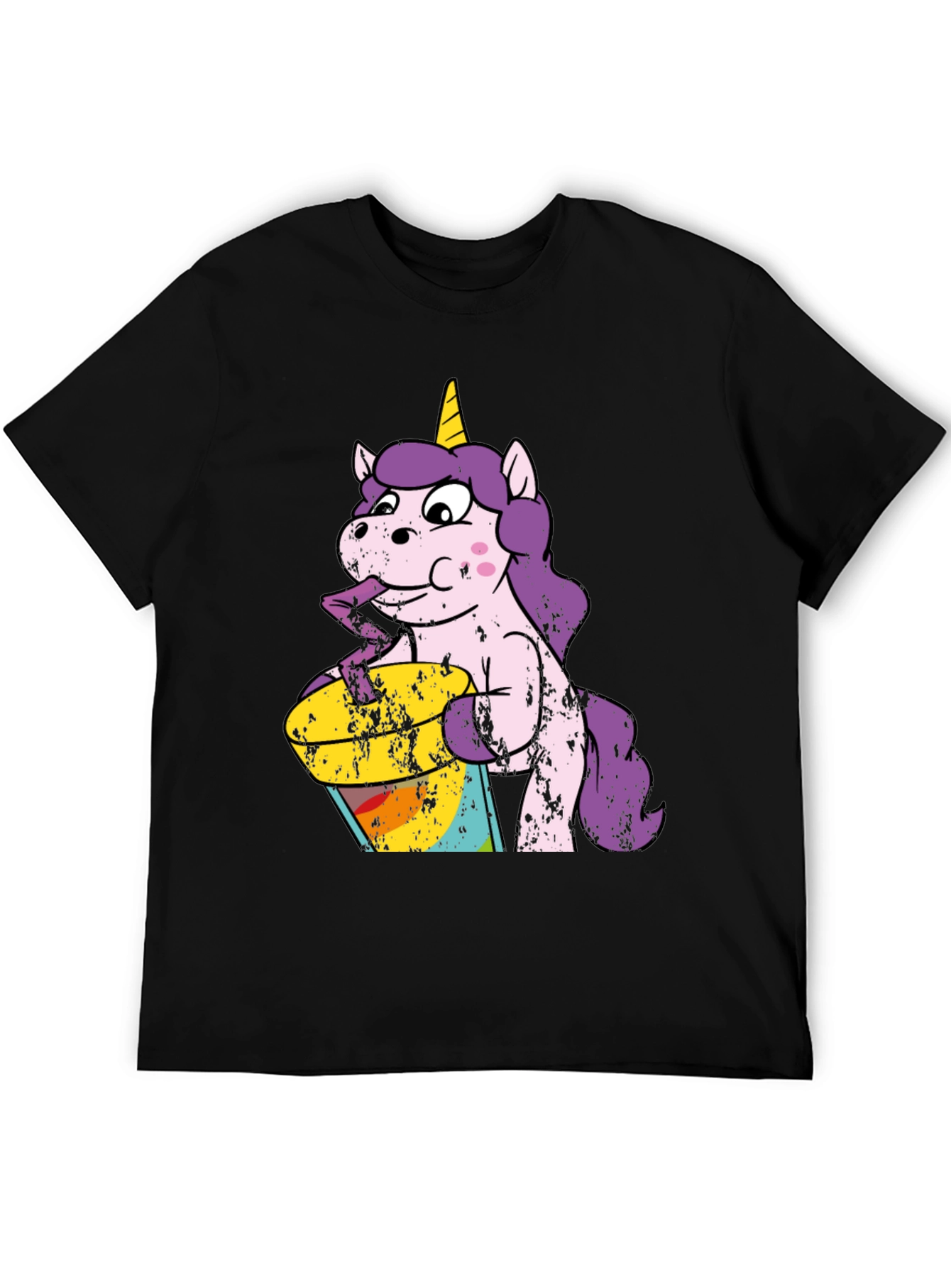 Unicorn Drinking Rainbow Juice Graphic T-Shirt