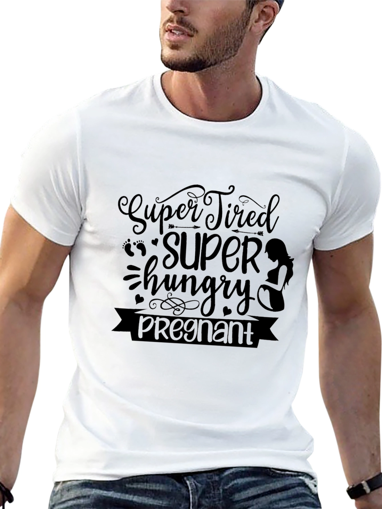 Super Tired Hungry Pregnant Black T-Shirt