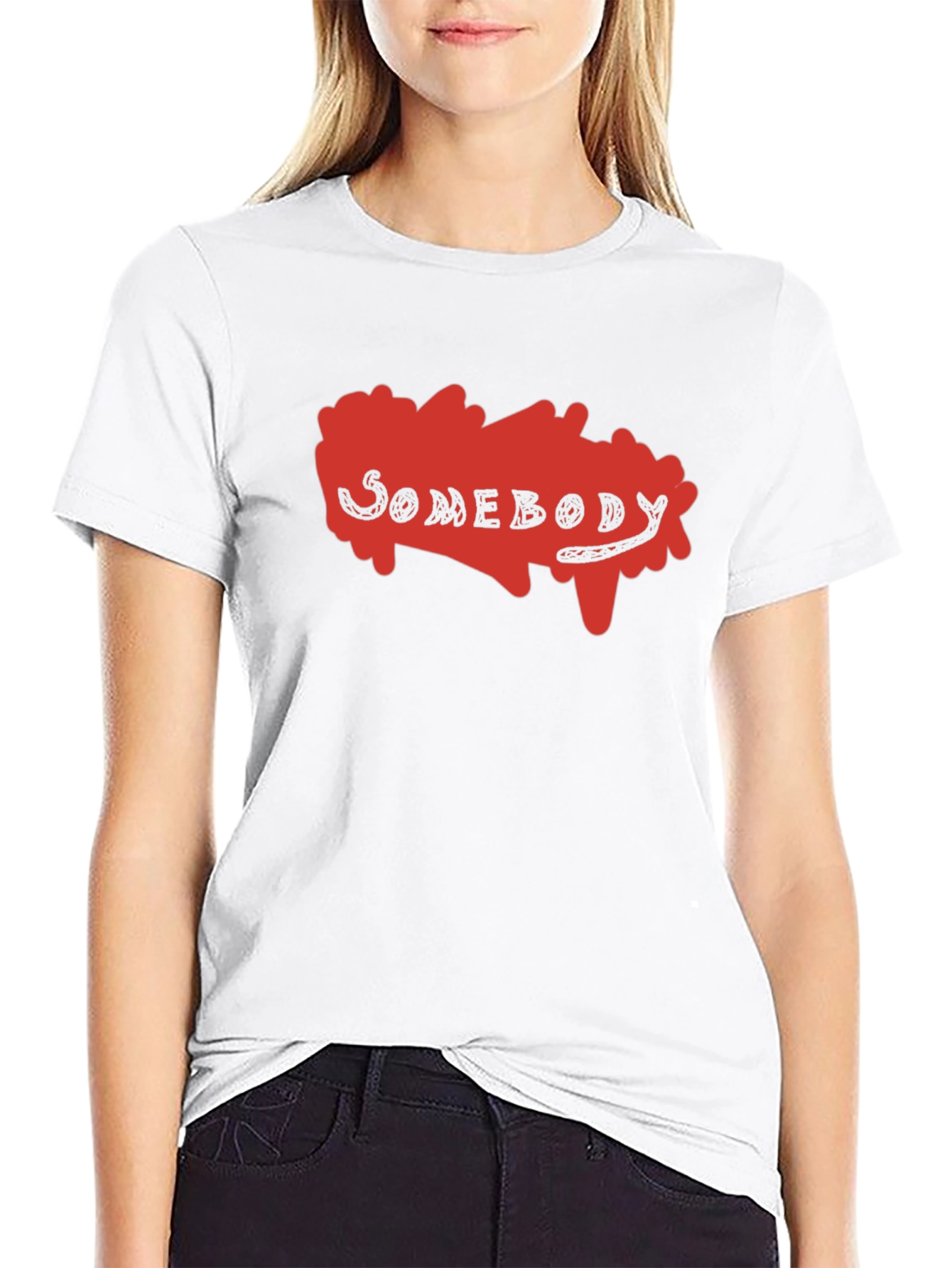 Somebody Graphic Print T-Shirt - Black
