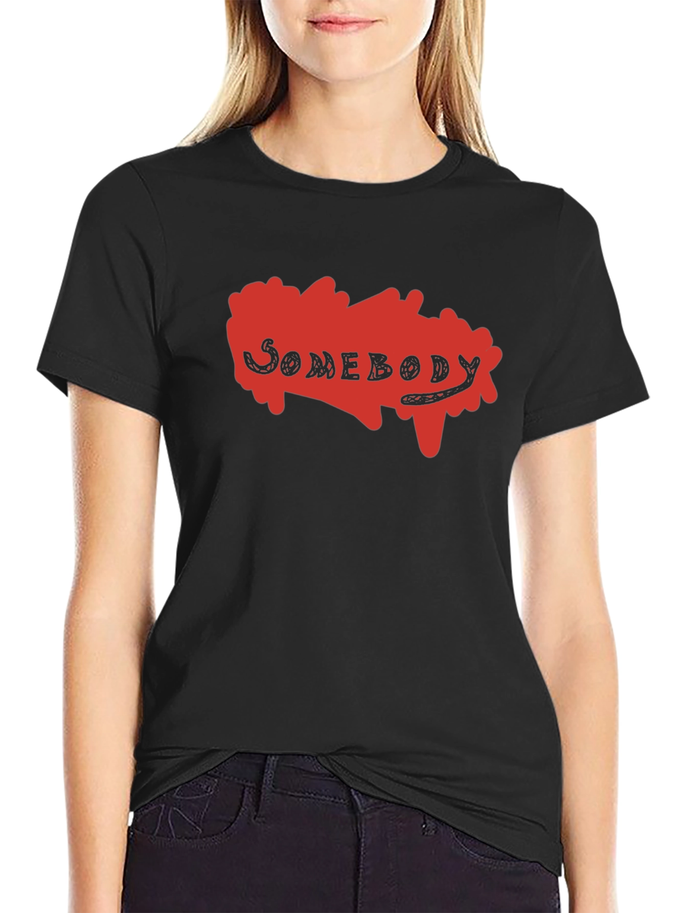 Somebody Graphic Print T-Shirt - Black