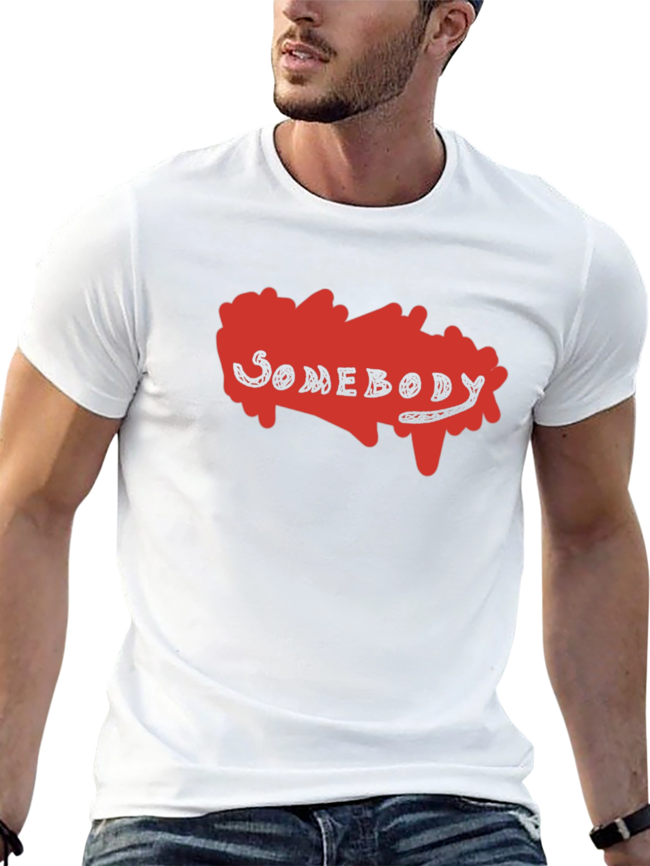 Somebody Graphic Print T-Shirt - Black
