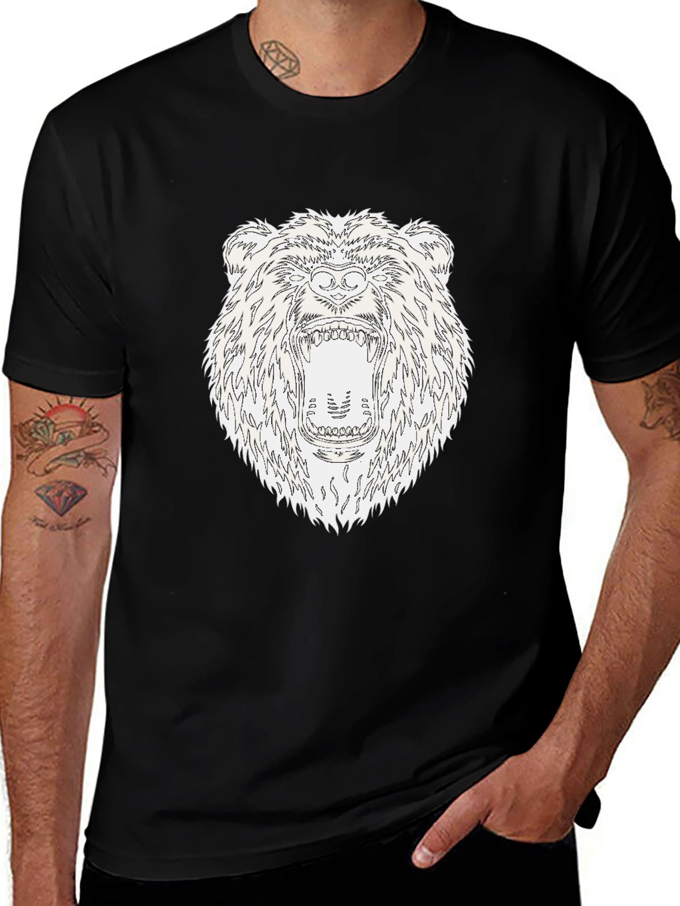 Roaring Bear Graphic Black T-Shirt
