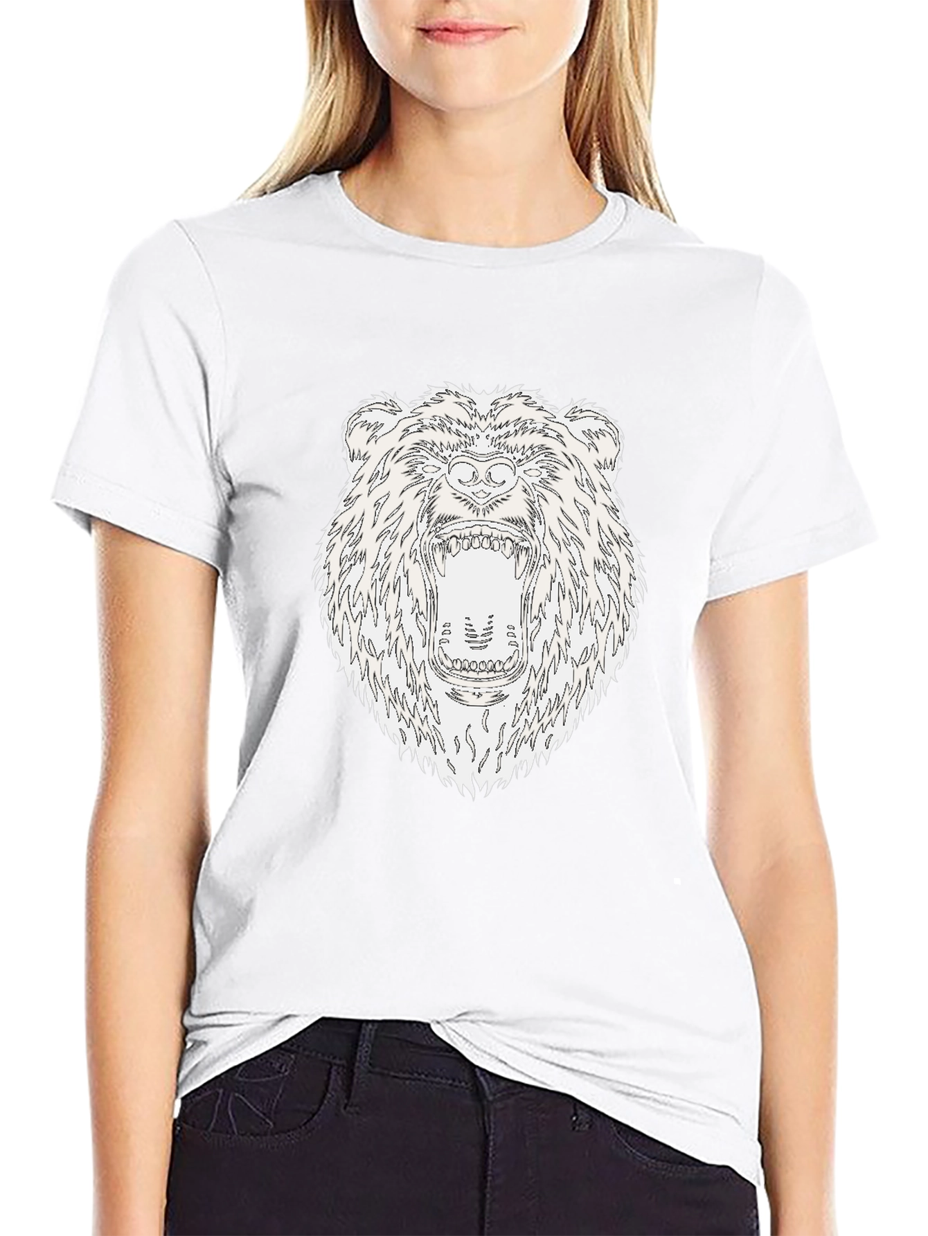 Roaring Bear Graphic Black T-Shirt