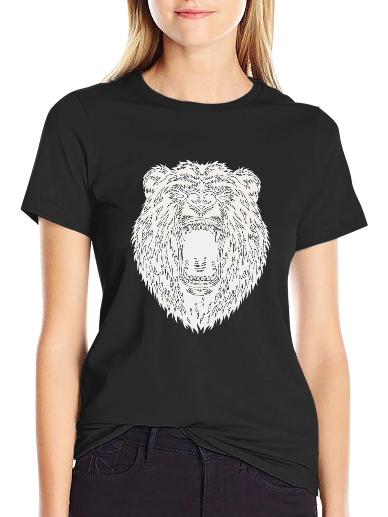 Roaring Bear Graphic Black T-Shirt
