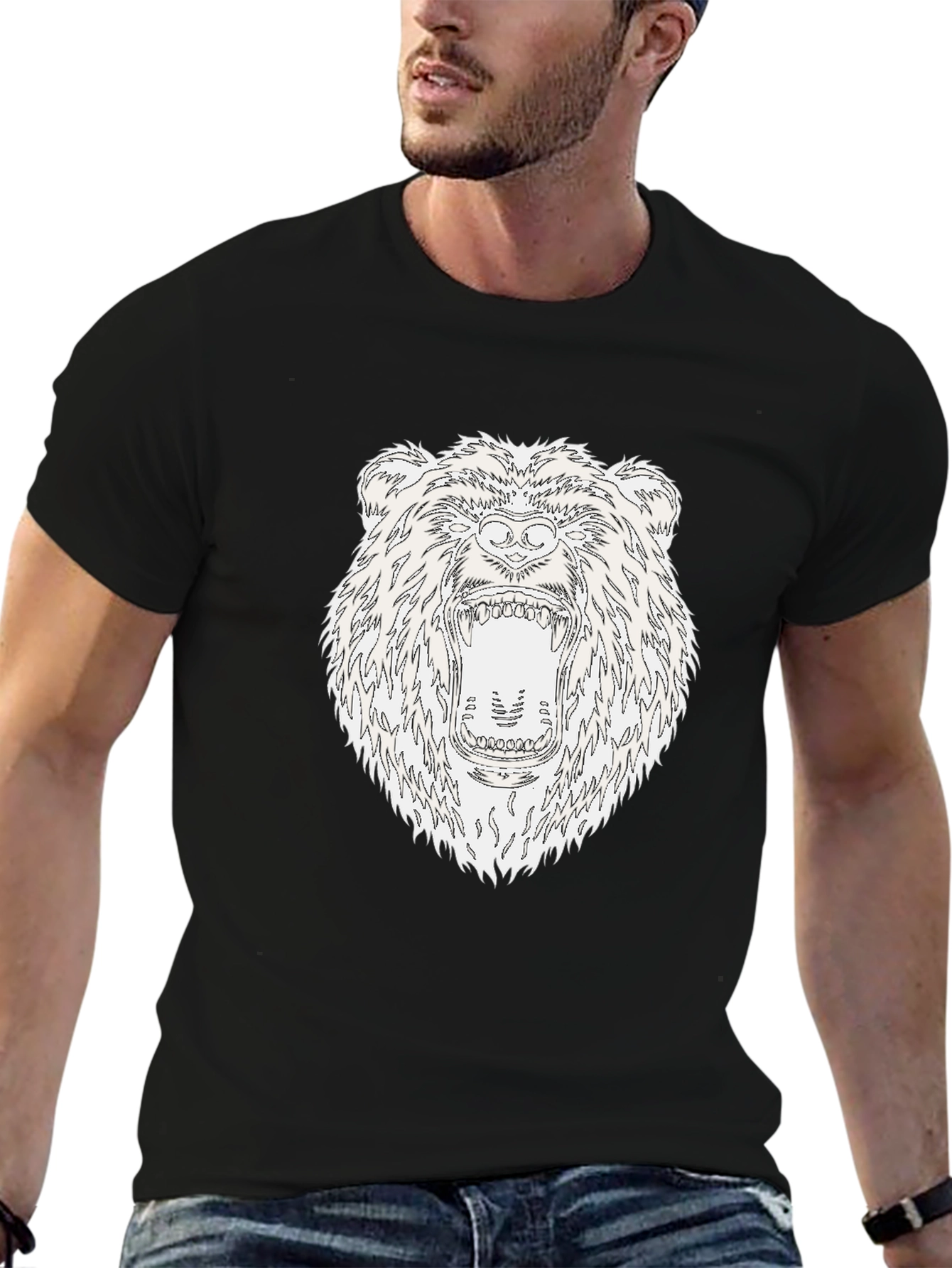 Roaring Bear Graphic Black T-Shirt