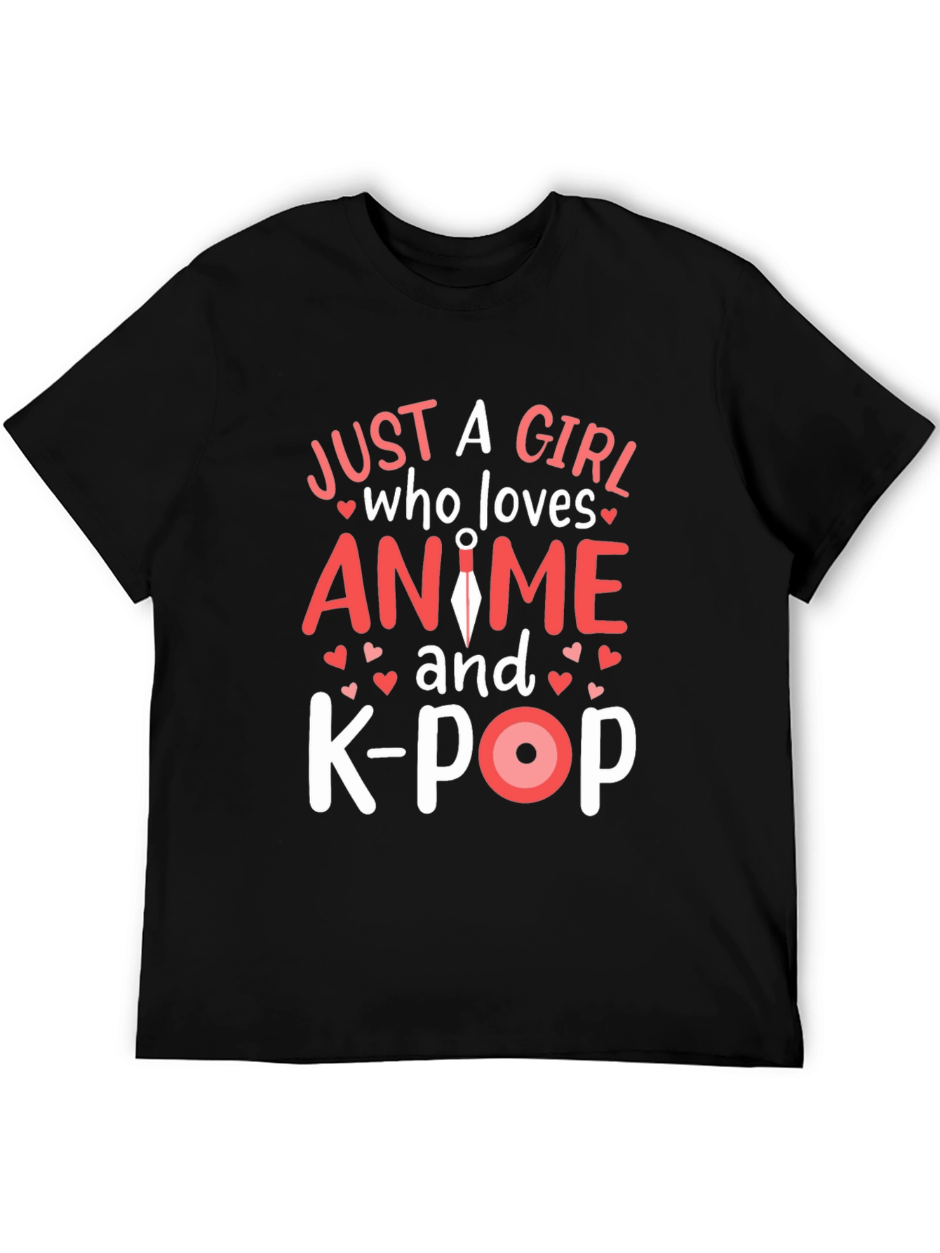 Anime and K-Pop Girls Black T-Shirt