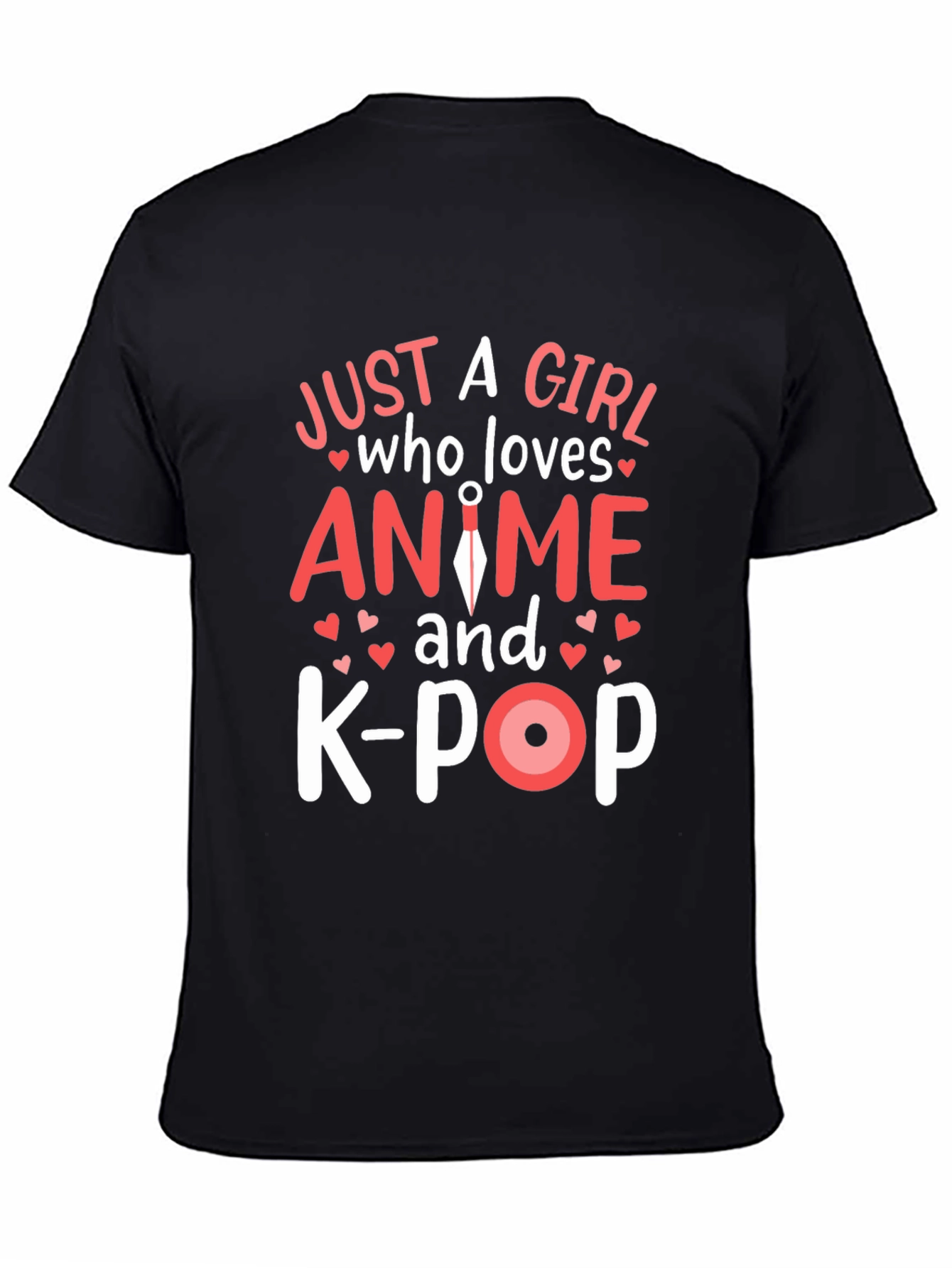 Anime and K-Pop Girls Black T-Shirt