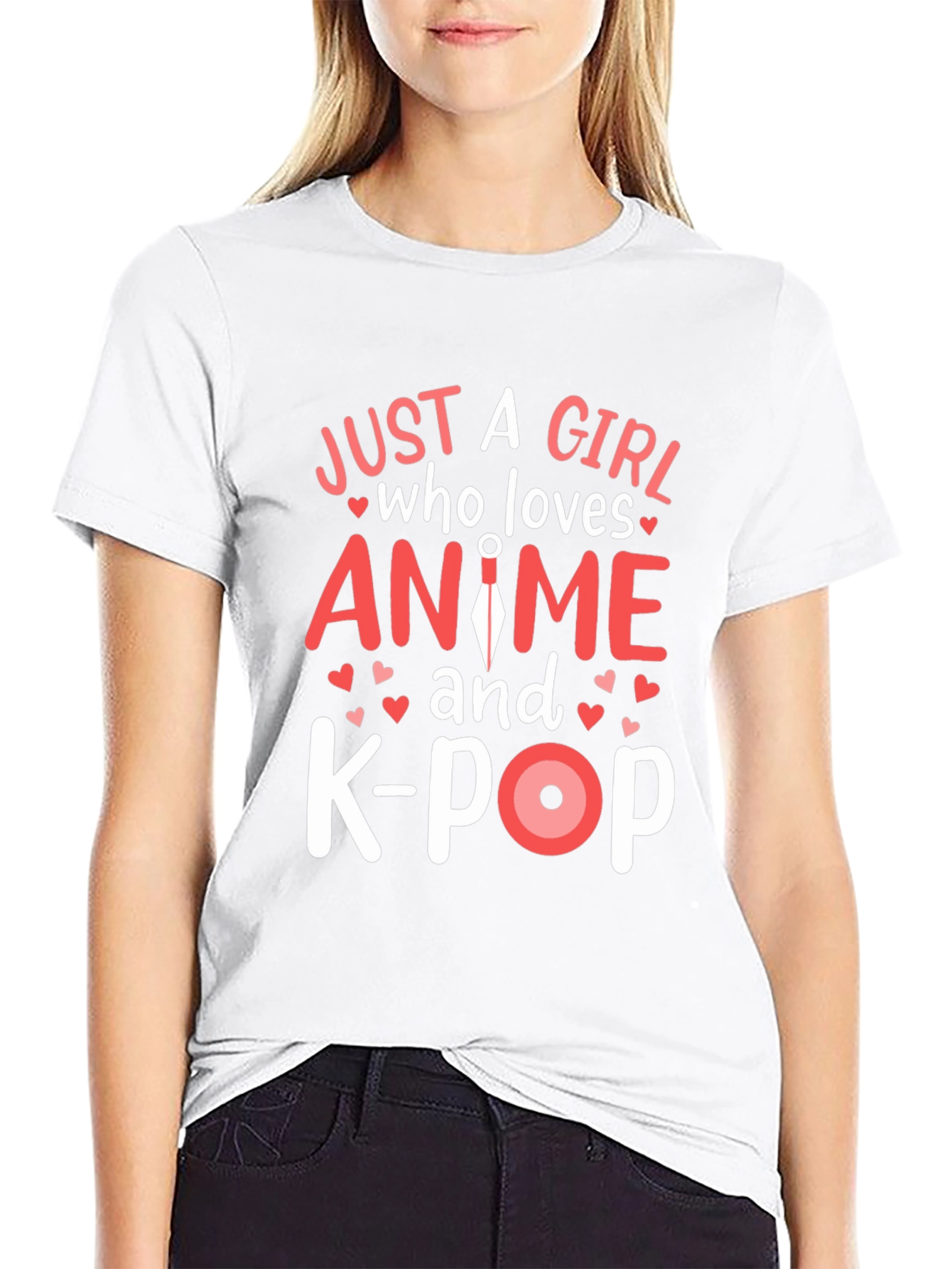 Anime and K-Pop Girls Black T-Shirt