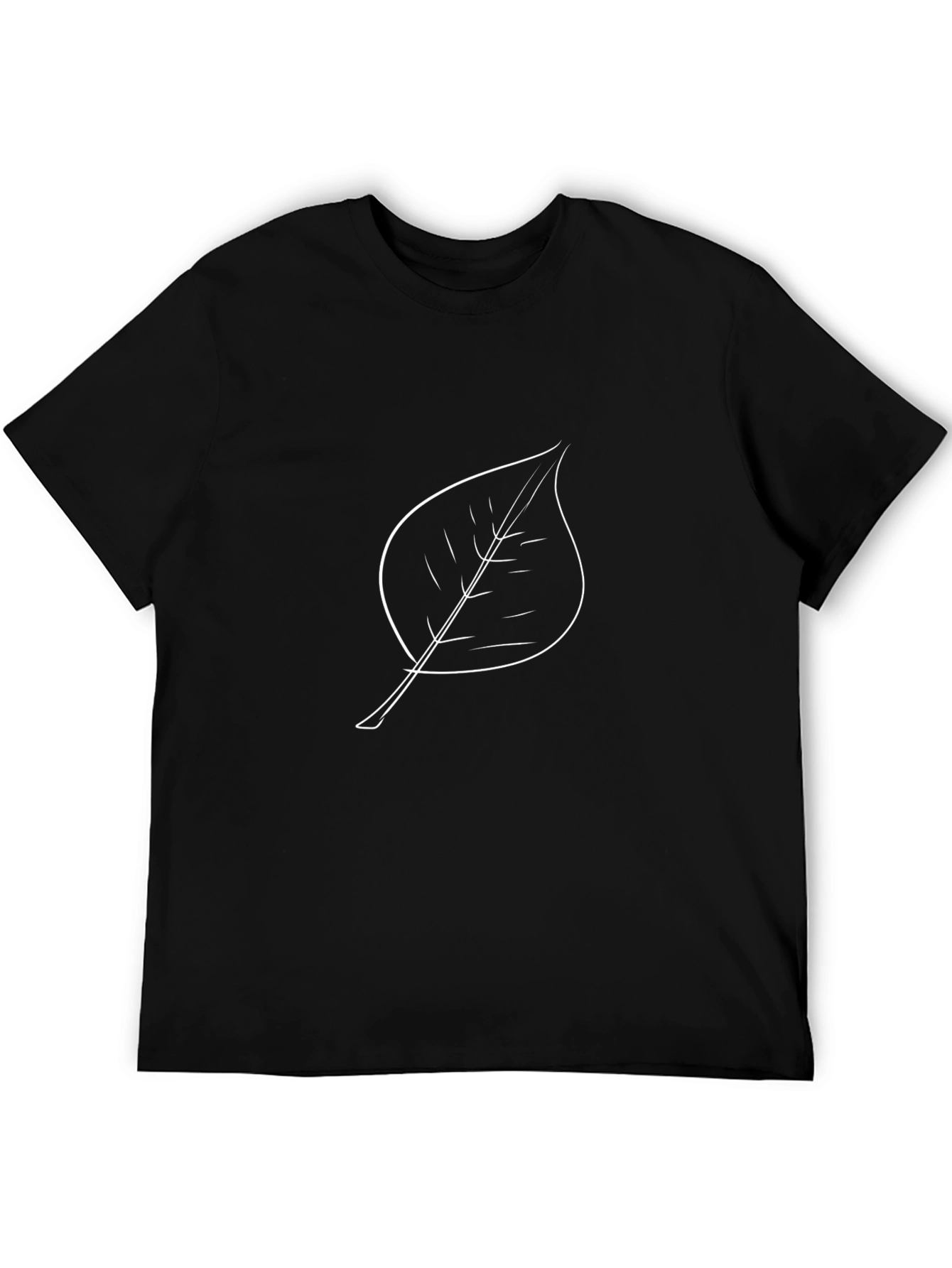 Leaf Outline Graphic Tee - Minimalist Style