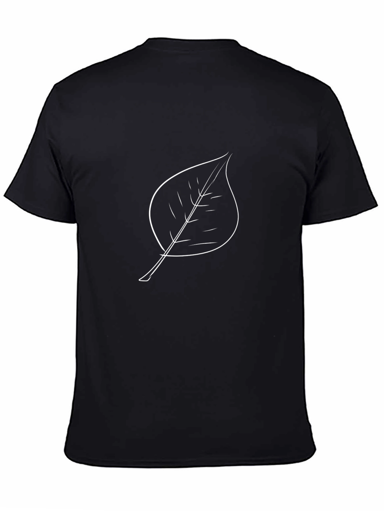 Leaf Outline Graphic Tee - Minimalist Style