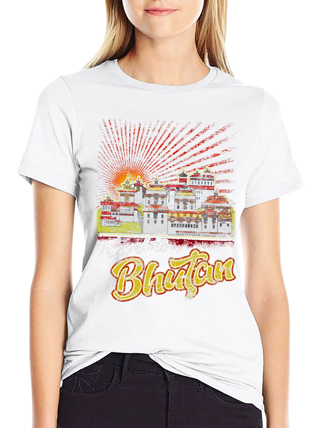 Travel Bhutan Graphic Tee - Mens Black T-Shirt