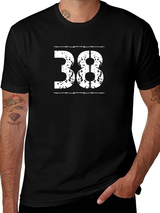 Distressed 38 Graphic Tee - Mens Black T-Shirt