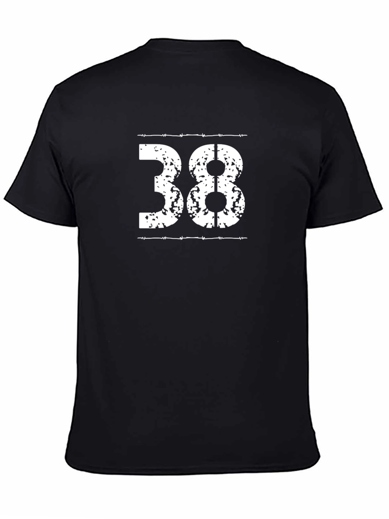 Distressed 38 Graphic Tee - Mens Black T-Shirt