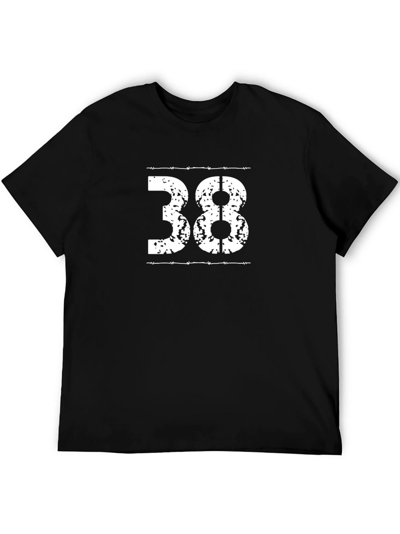 Distressed 38 Graphic Tee - Mens Black T-Shirt