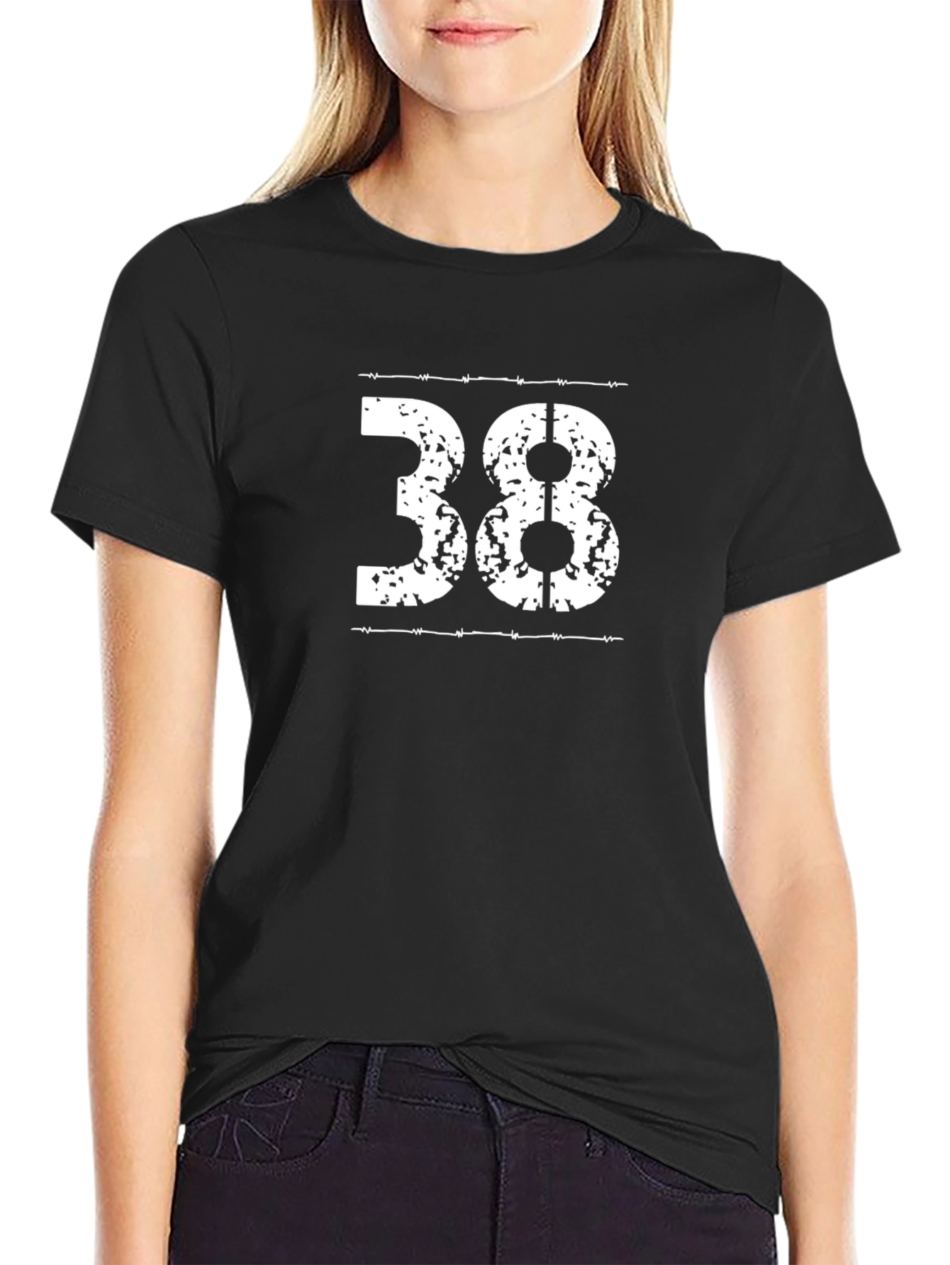Distressed 38 Graphic Tee - Mens Black T-Shirt