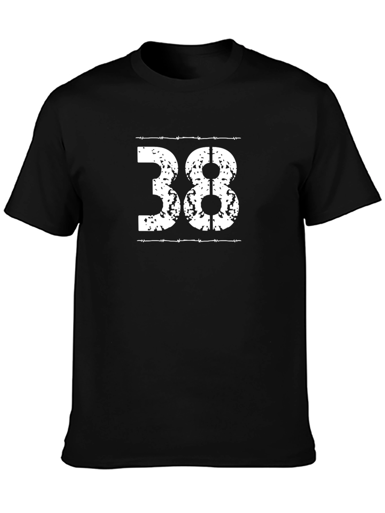 Distressed 38 Graphic Tee - Mens Black T-Shirt