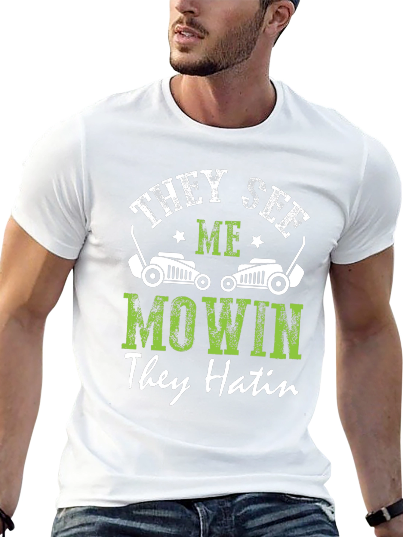 They See Me Mowin Mens Black Graphic Tee