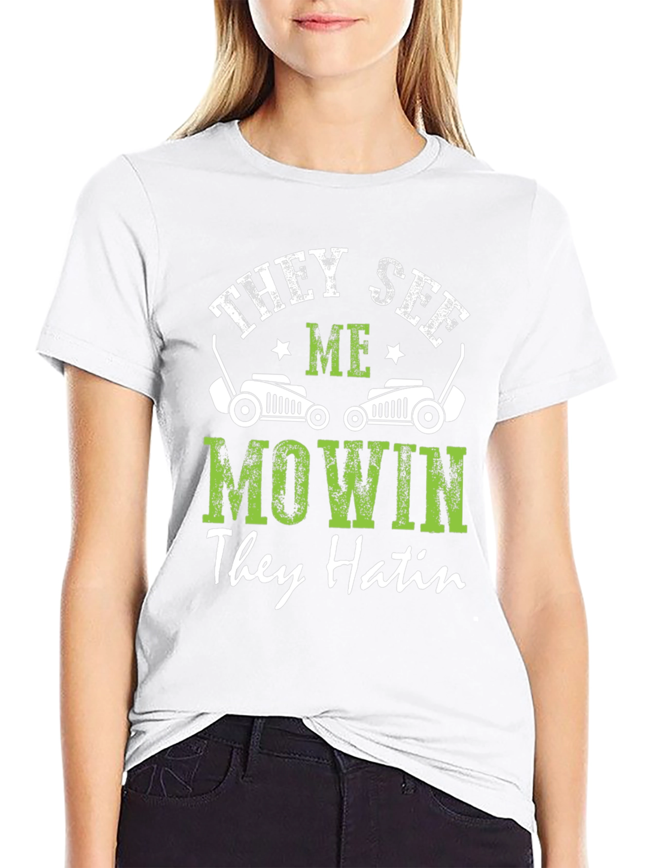 They See Me Mowin Mens Black Graphic Tee