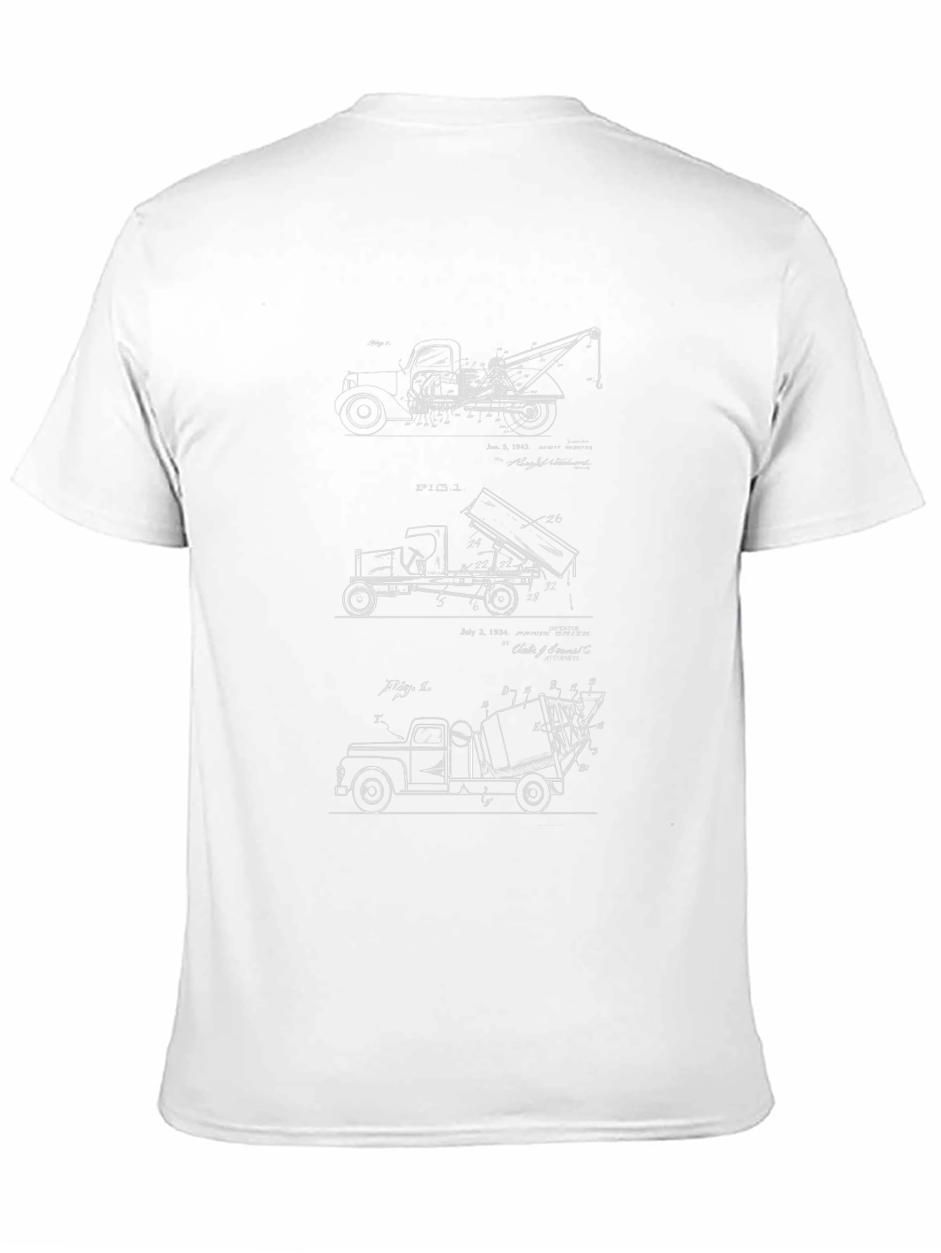 Truck Blueprint Graphic Tee - Black Cotton