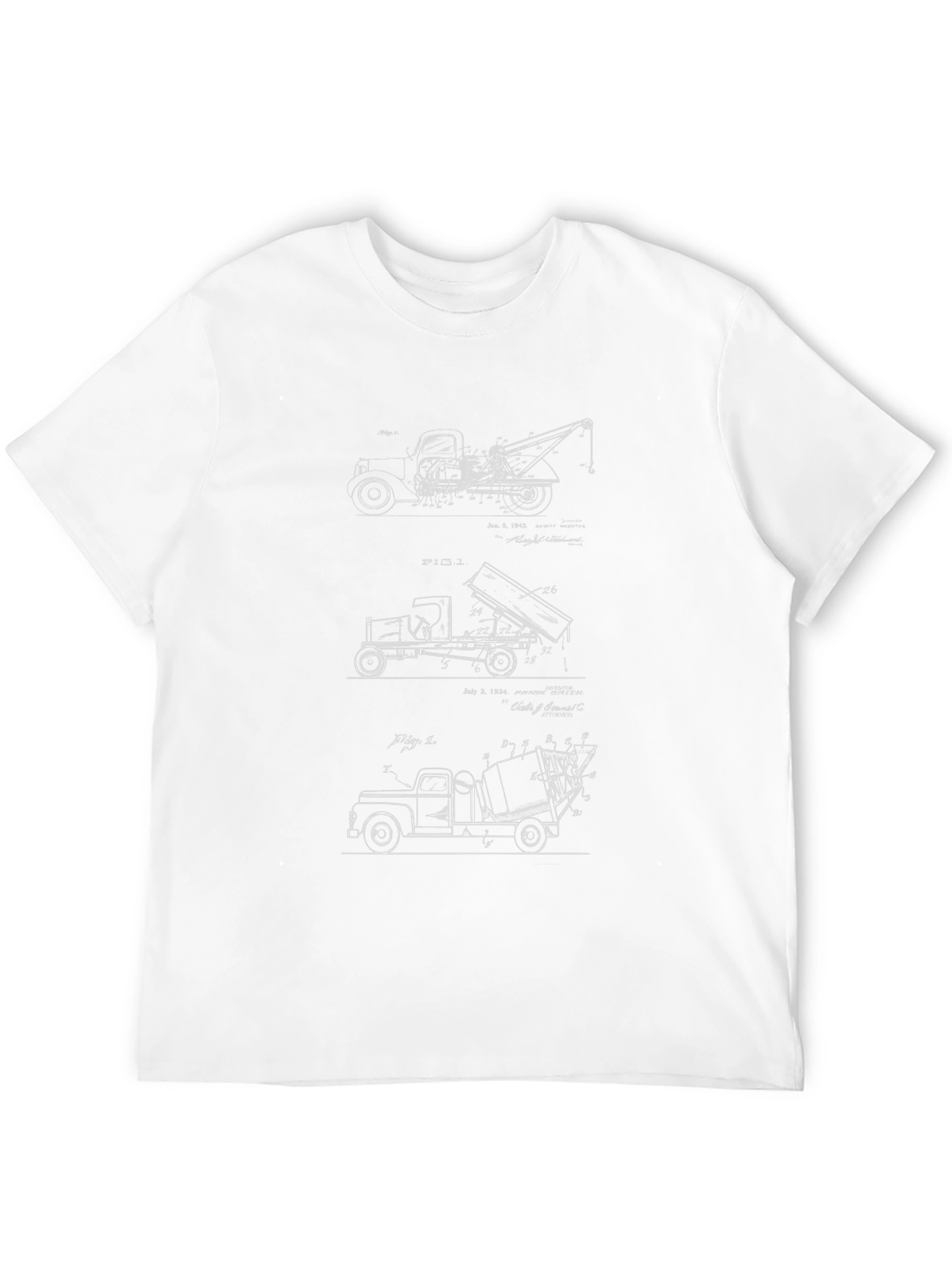 Truck Blueprint Graphic Tee - Black Cotton