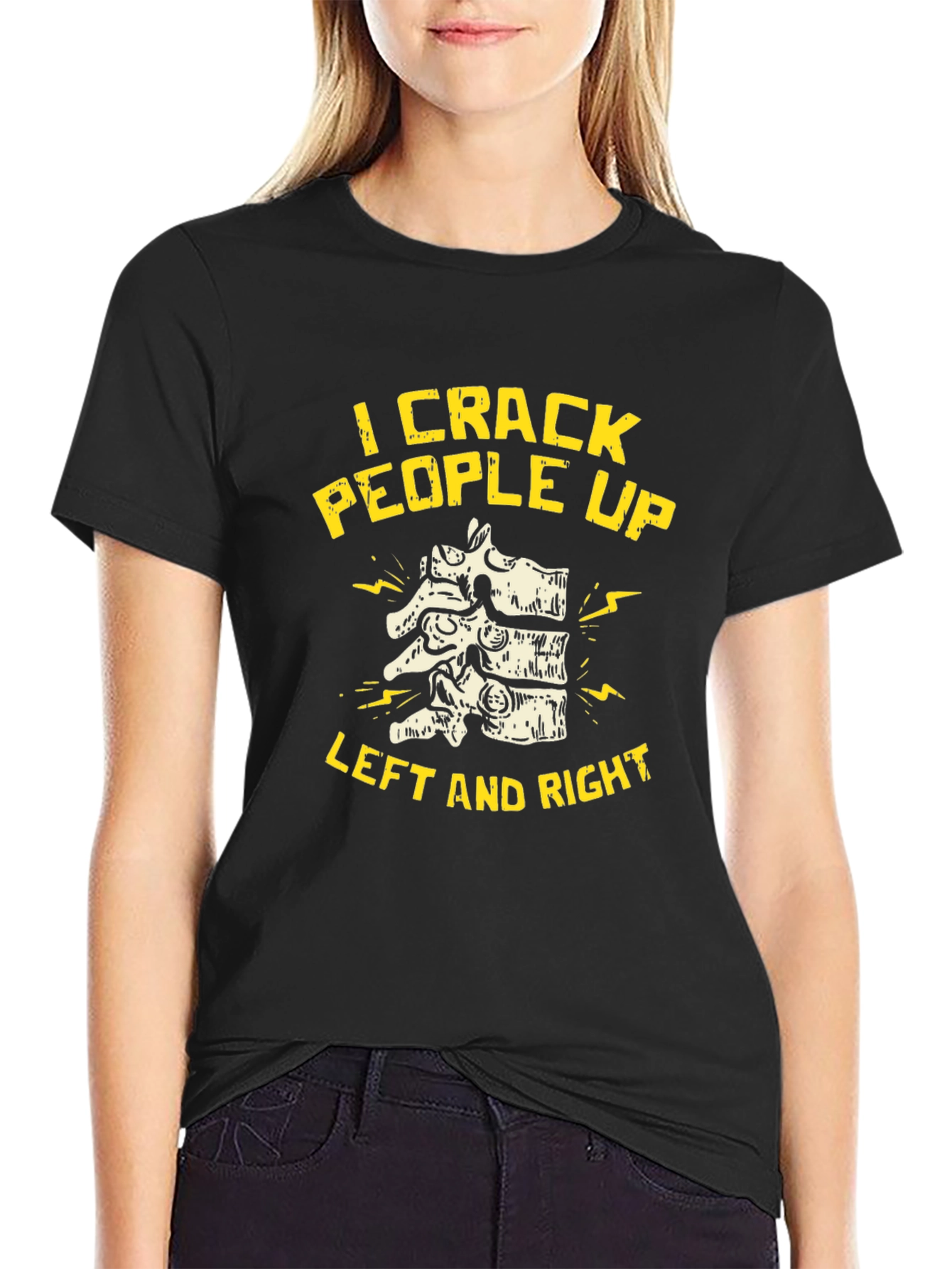 Chiropractor I Crack People Up Black T-Shirt