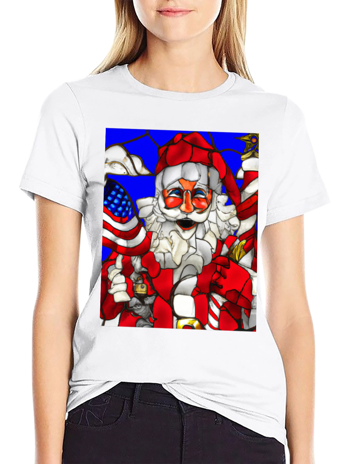 Festive Santa T-Shirt: American Holiday Cheer