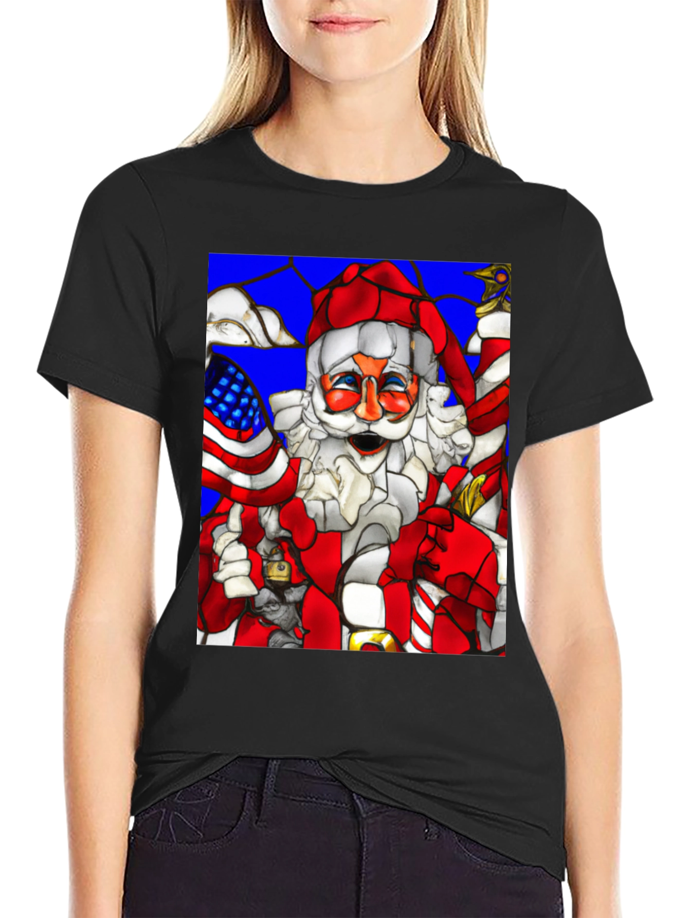Festive Santa T-Shirt: American Holiday Cheer