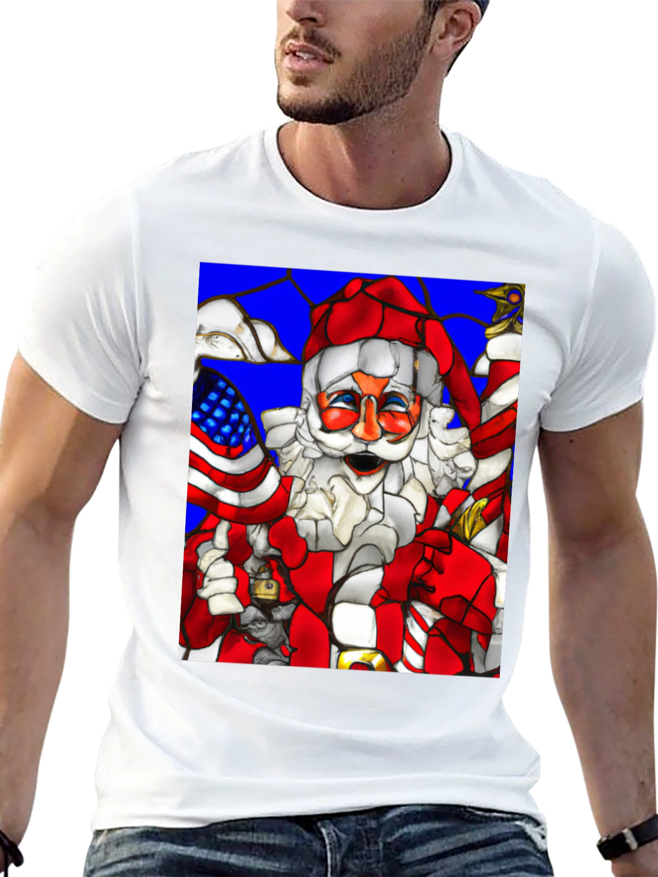 Festive Santa T-Shirt: American Holiday Cheer