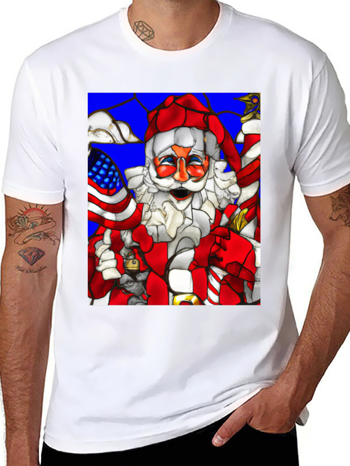 Festive Santa T-Shirt: American Holiday Cheer