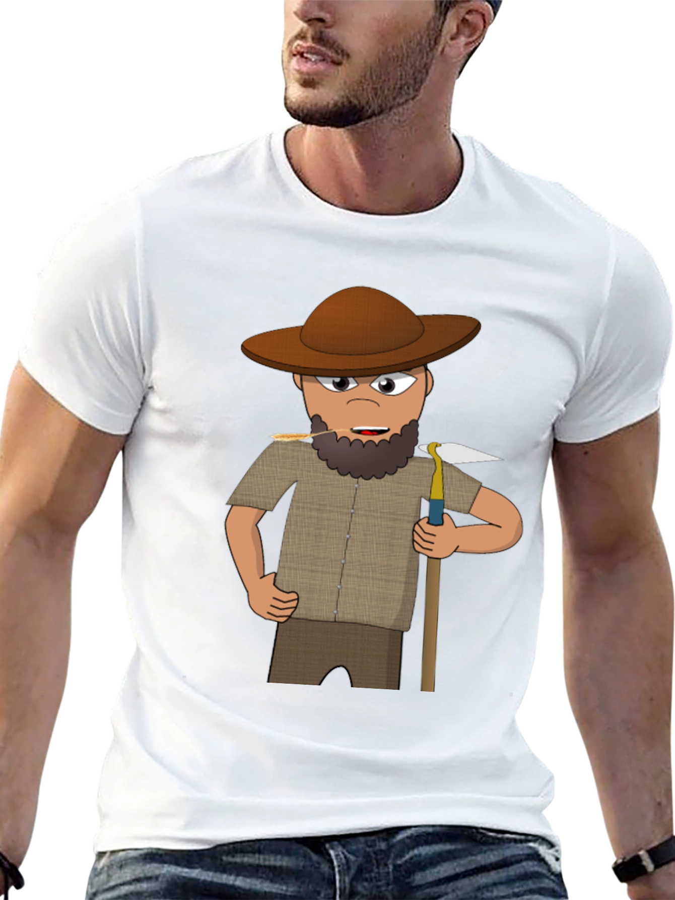 Cartoon Prospector Graphic T-Shirt - Black