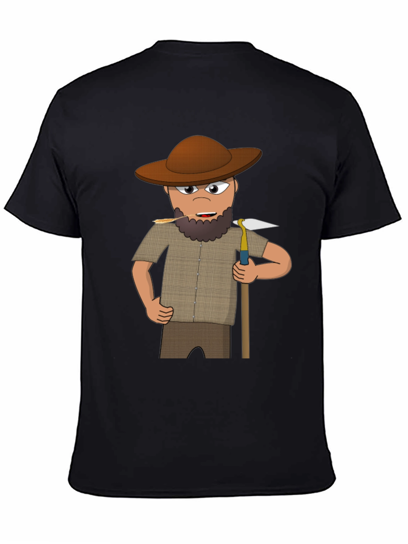 Cartoon Prospector Graphic T-Shirt - Black