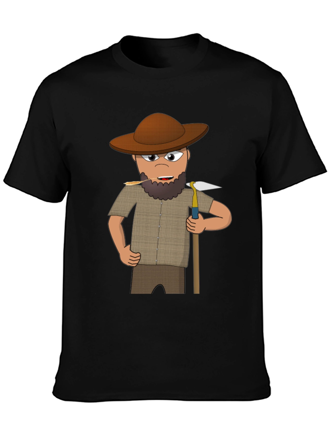 Cartoon Prospector Graphic T-Shirt - Black