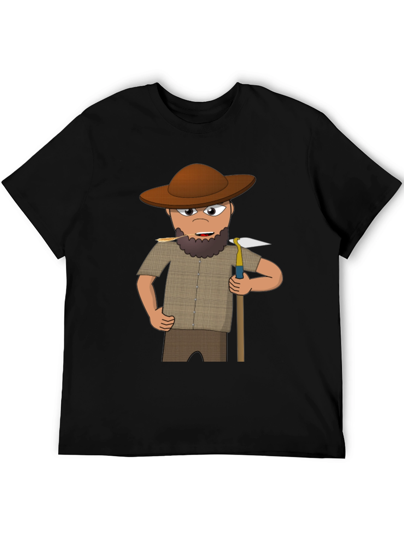 Cartoon Prospector Graphic T-Shirt - Black