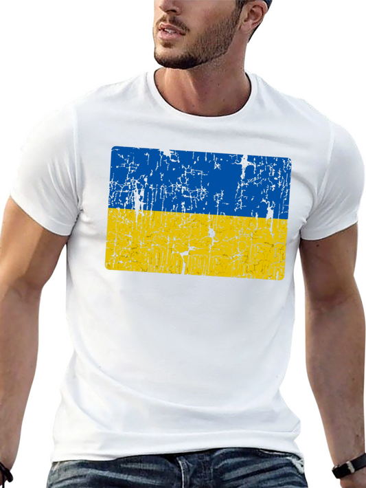 Distressed Ukraine Flag Graphic T-Shirt